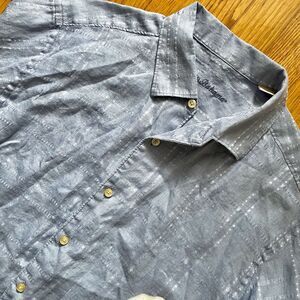 Tommy Bahama Linen Light Blue‎ Buttondown Longsleeved Large L Shirt Top